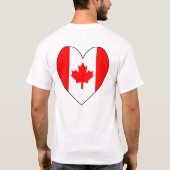 ハート型カナダ国旗のバレンタイン Tシャツ (裏面)
