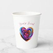 ハート型カラフルバラ-あなたは愛された –  紙コップ (裏面)