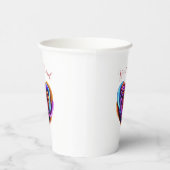 ハート型カラフルバラ-あなたは愛された –  紙コップ (右)