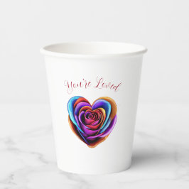 ハート型カラフルバラ-あなたは愛された –  紙コップ