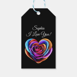 ハート型カラフルバラ- ギフトタグ