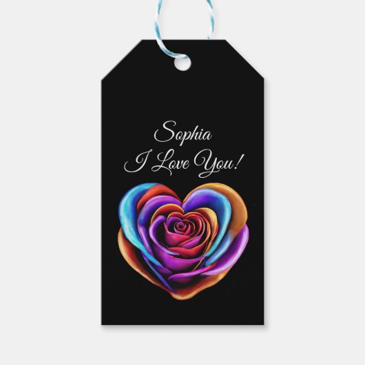 ハート型カラフルバラ- ギフトタグ (正面)