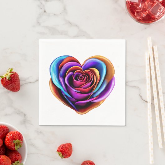 ハート型カラフルバラ- スタンダードカクテルナプキン (インサイチュ)