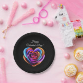 ハート型カラフルバラ – バレンタインの日 –  ペーパープレート (パーティー)