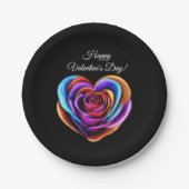 ハート型カラフルバラ – バレンタインの日 –  ペーパープレート (正面)