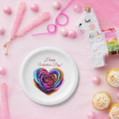 ハート型カラフルバラ – バレンタインの日 –  ペーパープレート (パーティー)