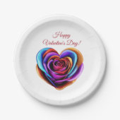 ハート型カラフルバラ – バレンタインの日 –  ペーパープレート (正面)