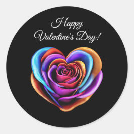 ハート型カラフルバラ – バレンタインの日 –  ラウンドシール