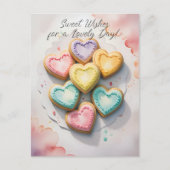 ハート型クッキーの甘い願い ポストカード (正面)