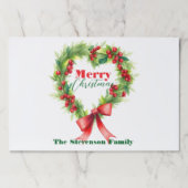 ハート型クリスマスリース紙ランチョンマット ペーパーパッド (正面)