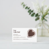 ハート型コーヒー豆の写真、ホワイトビジネスカード 名刺 (スタンド正面)