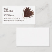 ハート型コーヒー豆の写真、ホワイトビジネスカード 名刺 (正面/裏面)