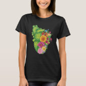 ハート型サボテンと花 Tシャツ (正面)