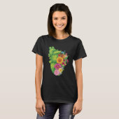 ハート型サボテンと花 Tシャツ (正面フル)