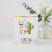 ハート型サングラスをかけたクールなラマ、ありがとうございます ポストカード (スタンド正面)