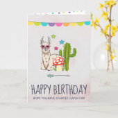 ハート型サングラスをかけたクールなラマ カード (黄色い花)