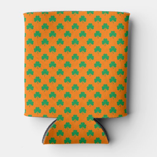 ハート型シャムロックグリーンon Orange St.Patrick's 缶クーラー (正面)