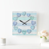 ハート型シーガラスビーチ流木海 スクエア壁時計 (ホーム)