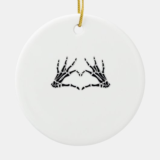 ハート型スケルトンハンドユニーク – スケッチ用アート セラミックオーナメント (正面)