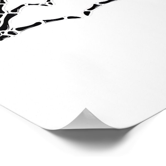 ハート型スケルトンハンドユニーク – スケッチ用アート ポスター (角)