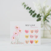 ハート型セルフラブ肯定引用文バラ シーズンポストカード (スタンド正面)