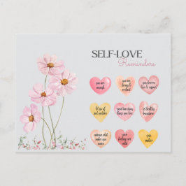 ハート型セルフラブ肯定引用文バラ シーズンポストカード
