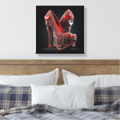 ハート型ダイヤモンド付き赤いスティレット キャンバスプリント (インサイチュ (寝室))