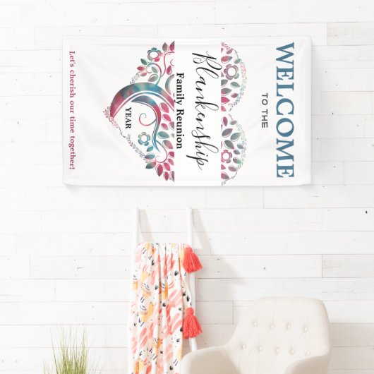 ハート型ツリーファミリー懇親会テンプレートバナー 横断幕 (インサイチュ)