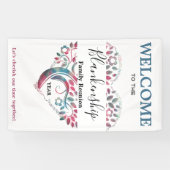 ハート型ツリーファミリー懇親会テンプレートバナー 横断幕 (横)