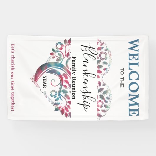 ハート型ツリーファミリー懇親会テンプレートバナー 横断幕 (横)