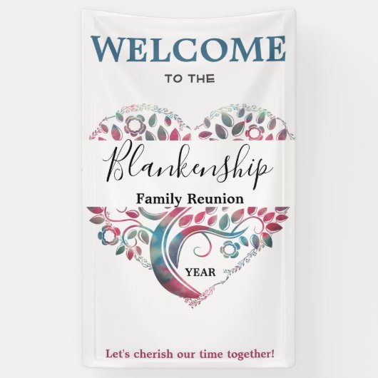 ハート型ツリーファミリー懇親会テンプレートバナー 横断幕 (縦)