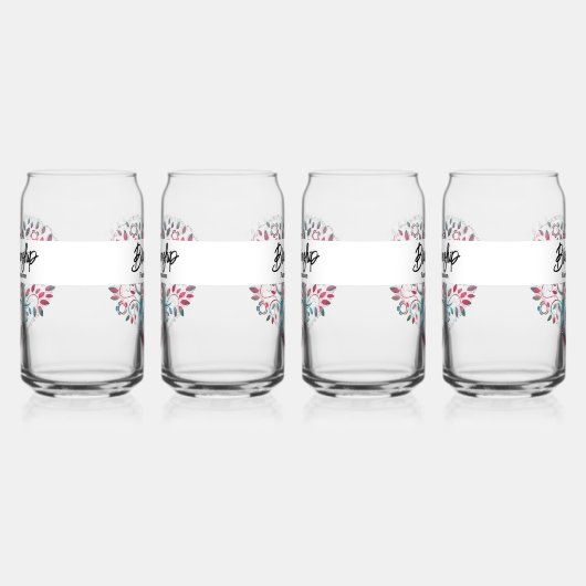 ハート型ツリーファミリー懇親会テンプレート ガラス缶 (左)