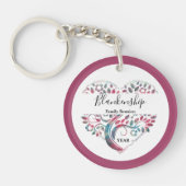 ハート型ツリーファミリー懇親会テンプレート キーホルダー (正面)