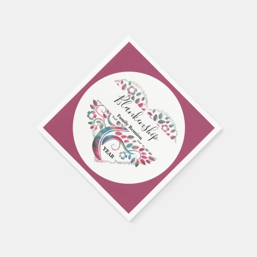 ハート型ツリーファミリー懇親会テンプレート スタンダードカクテルナプキン (角)