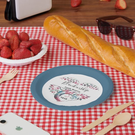 ハート型ツリーファミリー懇親会テンプレート ペーパープレート (ピクニック)