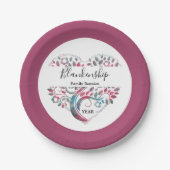 ハート型ツリーファミリー懇親会テンプレート ペーパープレート (正面)