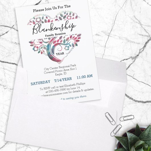 ハート型ツリーファミリー懇親会テンプレート 招待状