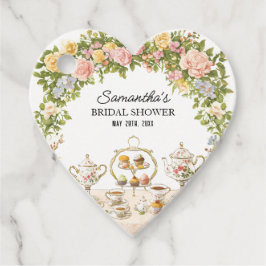 ハート型ティーパーティー ブライダルシャワーのギフトタグ フェイバータグ
