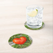 ハート型トマト ラウンドペーパーコースター (インサイチュ)