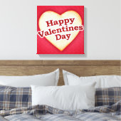 ハート型ハッピーバレンタインデー文字デザイン キャンバスプリント (インサイチュ (寝室))