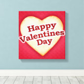 ハート型ハッピーバレンタインデー文字デザイン キャンバスプリント (インサイチュ (ウッドフロア))