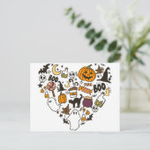 ハート型ハロウィンフォトコラージハロウィーン シーズンポストカード (スタンド正面)