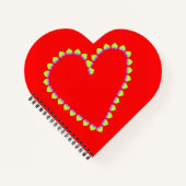 ハート型ハートオン赤 ノートブック (正面)