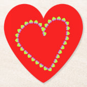 ハート型ハートオン赤 ペーパーコースター (正面)