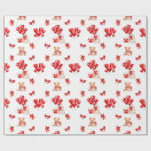 ハート型バルーンつきキュートバレンタインデー ラッピングペーパー (フラット)