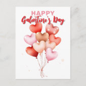 ハート型バルーンでガレンティンの日を楽しむ ポストカード (正面)
