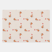 ハート型バルーンブラウンのかわいい狐 ラッピングペーパーシート (正面3)