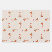 ハート型バルーンブラウンのかわいい狐 ラッピングペーパーシート (正面)