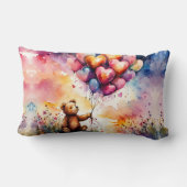 ハート型バルーン付きテディベア ランバークッション (裏面)