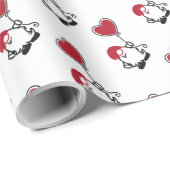 ハート型バルーン付き可愛いバレンタイン格言 ラッピングペーパー (ロールコーナー)